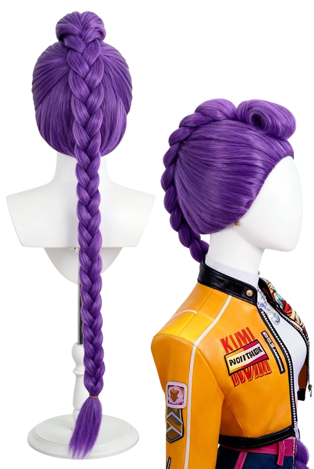 Peluca K-Pop Morada trenza Rumi cosplay fanmade