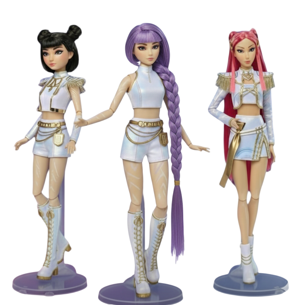 Set de 3 Muñecas K-Pop DemonHunters Réplica homenaje guerreras Kpop de alta calidad sobre demanda dupe