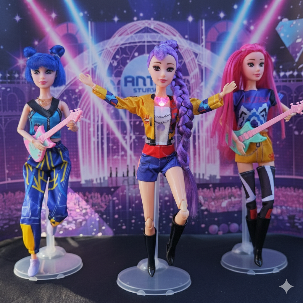 Muñecas K-pop Guerreras con Luz y sonido, articuladas, vestuario y caja, accesorios Set de 3 piezas Kpop muñecas no mattel no Bratz, importada