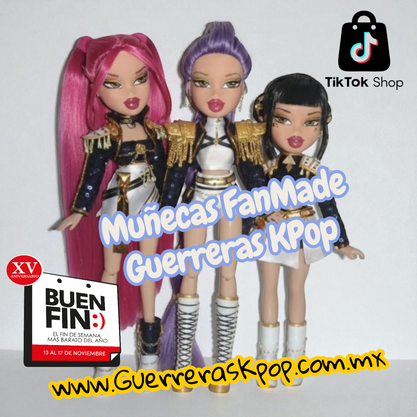 Muñecas KPop Set de 3 completo Golden Huntrix Guerreras Kpop Mejor que Mattel Y Bratz, versión Fanmade