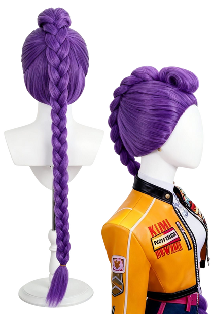 Peluca K-Pop Morada trenza Rumi cosplay fanmade