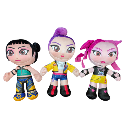 3 Peluche Guerreras K-Pop Rumi, Mira y Zoey 35cm Abrazables de calidad, set juego de 3