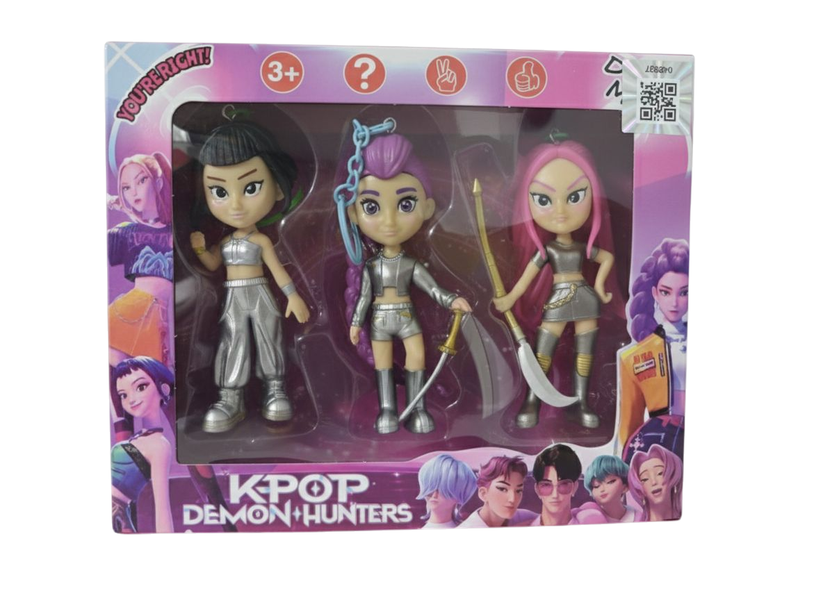 Guerreras KPop muñecas Set de 3 vestimenta batalla Demon Hunters k-pop