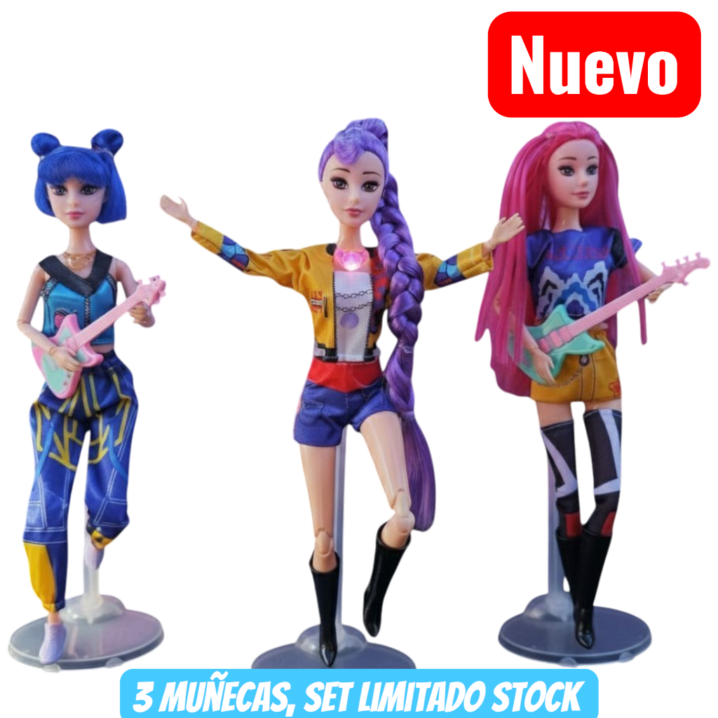 Muñecas K-pop Guerreras con Luz y sonido, articuladas, vestuario y caja, accesorios Set de 3 piezas Kpop muñecas no mattel no Bratz, importada